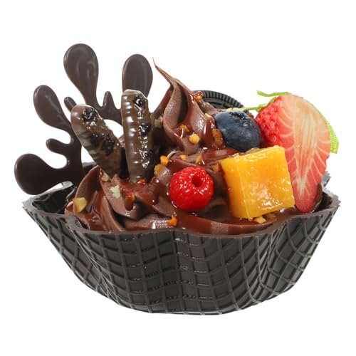 KONTONTY Simuliertes Knuspriges Eis Waffelschale Obstkegel Modell Platzierung Von Dessert Requisiten Schokolade Interessante Eisdekoration Eis Dessert Modelle Künstliche Eis von KONTONTY