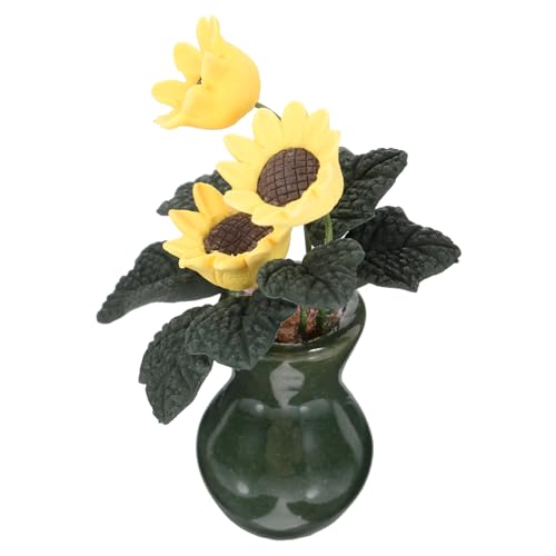 KONTONTY Sonnenblumenornamente Dekoration Pflanzen Sonnenblumen Deko Miniatur-blumenornament Gefälschter Blumentopf Winzige Topfblumenpflanze Miniatur-blumentopf-Ornament Ton von KONTONTY