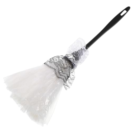 KONTONTY Spitzenstaubtuch Dienstmädchen-Putzfrau-kostüm Französisch Staubwedel Für Damen Alien-bühnen-Cosplay Magd Zubehör Bausatz Frauen Maid Duster Prop Kostüm Pulver Weiß Hinweis Plastik von KONTONTY