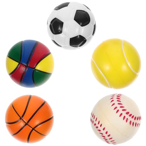 KONTONTY Kleiner Ball Sportbälle Set Für Weiche Pu Bälle Basketball Fußball Baseball Tennis Farbbälle Stressspielzeug Und Kognitive Spielzeuge Für Knautschball Kinder von KONTONTY