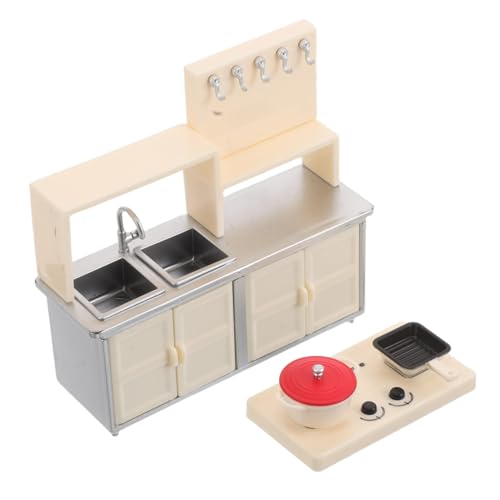 KONTONTY Miniatur-puppenhausküche Mit Induktionsherd Mini-küchengeräte Und Zubehör Für Rollenspielküche Und Puppenhausdekoration KONTONTY Miniatur-puppenhausküche Mit Induktionsherd Mini-küchengeräte Und Zubehör Für Rollenspielküche Und Puppenhausdekoration von KONTONTY