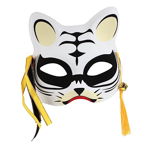 KONTONTY Tiger Maske halloween masken halloweenmaske masken zu halloween mouth mask tier masken Katzenfrauenmaske Katzenmasken Halbgesichtige Tigermaske leuchtende Tigermaske Plastik Weiß von KONTONTY