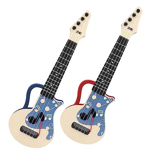 KONTONTY 2-teiliges Kinder-ukulelen-Gitarren-spielzeugset Für Kleinkinder Musikspielzeug Für Kleinkinder Realistisches Musikinstrument Gitarre Musikspielzeug Ukuleleninstrument von KONTONTY