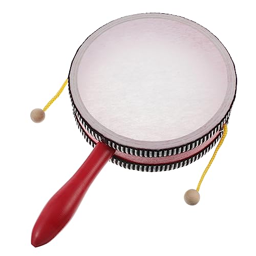 KONTONTY Wellentrommel -Affen-Trommel Handtrommel für musikalische rasseln Kleinkind Percussion Schlaginstrument Musikalische Handtrommel Kindergeschenk Holz rot von KONTONTY