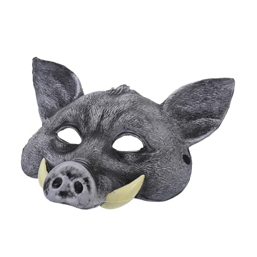 KONTONTY Wildschwein Maske Halloween-Hälfte Halloween-Maske Karikatur realistisches Hundemasken Kostüm halloween mitgebsel halloween oblaten Halloween-Tiermaske Party-Maske Pu Black von KONTONTY