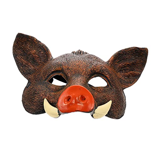 KONTONTY Wildschwein Maske Halloween-tier Maskerade-maske Gruseliges Tierische Wildschweinmaske Gruseliges Tier Schweinchen Masken Kopfbedeckung Gruselige Maske Vampir Reh Brown Pu von KONTONTY