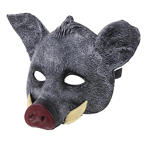 KONTONTY Wildschwein Maske Karnevalsmasken Halloween-halbmasken -cosplay Maskerade Halloween Schädelmaske Kostüm Für Erwachsene Wolf Maskerade-maske Cosplay-tiermasken Reh Pu Grey von KONTONTY