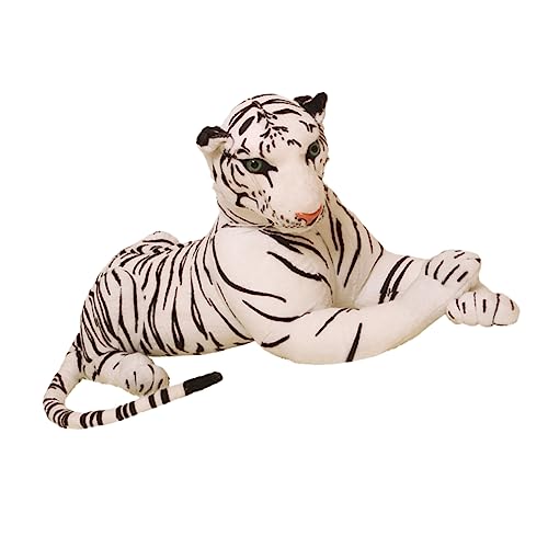 KONTONTY ausgestopftes Tierspielzeug tiermotive Animal Figures weihnachtspresent Tierfans Tiger Plüschpuppe große Kuscheltiere Plüschtier Simulation Tiger Stoffpuppen Plüschpuppen Weiß von KONTONTY