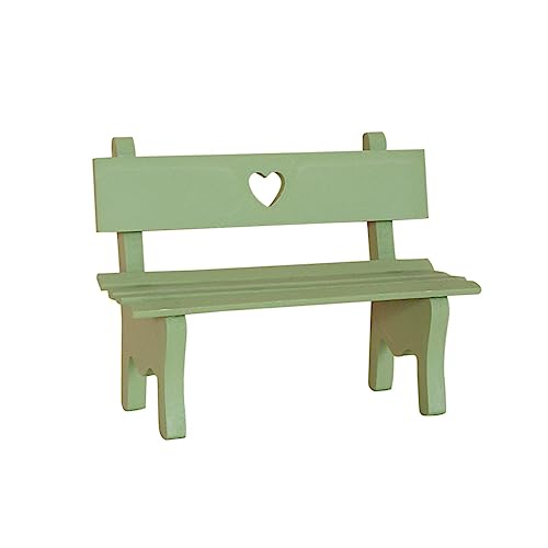 KONTONTY handgefertigte Holzbank Möbel Kinderstuhl im Freien Mini dekorierte Bank Terrasse Schreibtisch Dekoration Home Decor stühle Miniatur-Veranda-Stuhl Veranda-Stuhl-Figur Hölzern Green von KONTONTY