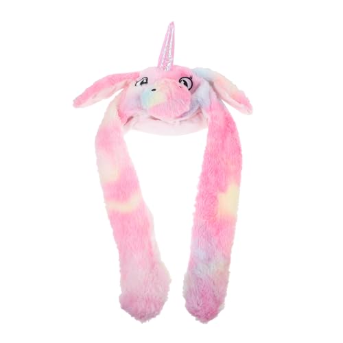 KONTONTY üsch Einhorn Mütze Mit Beweglichen Ohren Für Damen Und Mädchen Niedliche Und Lustige Kopfbedeckung Für Karneval Fasching Und Cosplay Weiches Material Und Angenehmer von KONTONTY