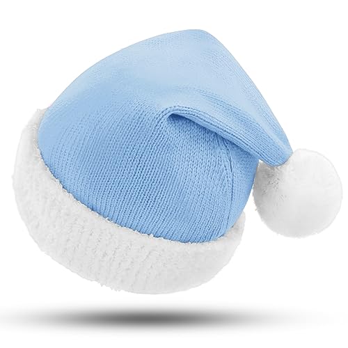 KONVINIT Blau Weihnachtsmütze für Baby Nikolausmütze Kleinkind Warm und Gemütlich Gestrickte Weihnachtsmann Mütze Santa Clause Mütze Kinder Grün,blue 90 von KONVINIT