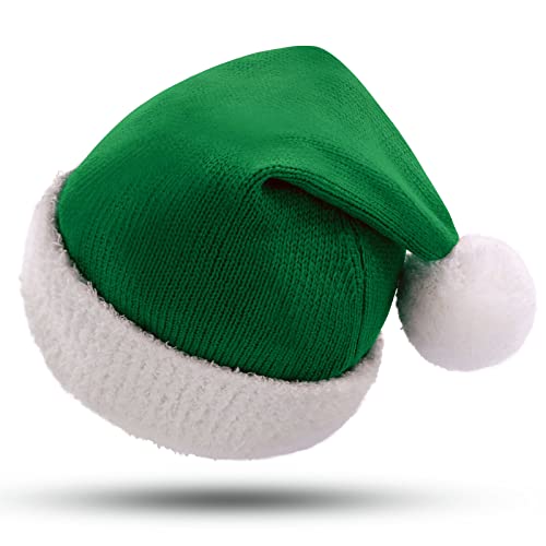 KONVINIT Weihnachtsmütze für Baby Nikolausmütze Kleinkind Warm und Gemütlich Gestrickte Weihnachtsmann Mütze Santa Clause Mütze Kinder Grün Elf Mütze,green 110 von KONVINIT