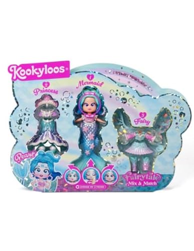 KOOKYLOOS Fairytale Mix & Match, Pearl – 3-in-1 Fantasy-Puppe, enthält 1 Puppe, 1 Prinzessinnen-Kostüm, 1 Meerjungfrauen-Outfit und 1 Feen-Outfit von KOOKYLOOS