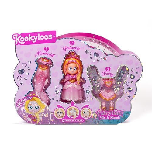 KOOKYLOOS Fairytale Mix & Match Hearts - 3-in-1 Fantasy-Puppe, enthält 1 Puppe, 1 Prinzessinnen-Kostüm, 1 Meerjungfrauen-Kostüm und 1 Feen-Outfit von KOOKYLOOS