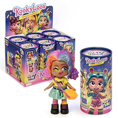 KOOKYLOOS Party Time Serie – Box mit 6 Sammelpuppen mit Modeaccessoires, Kleidung, Schuhen und Spielzeug, mit 3 lustigen Ausdrücken, Version B von KOOKYLOOS