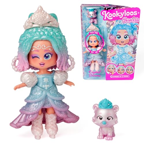 KOOKYLOOS Serie Princess, Crystal Dream – Sammelpuppe aus der Princess-Serie. Enthält Puppe, Set aus Kleidung und Schuhen mit Prinzessinnen-Thema, Zubehör und Haustier. 1 Puppe, 3 Verschiedene von KOOKYLOOS