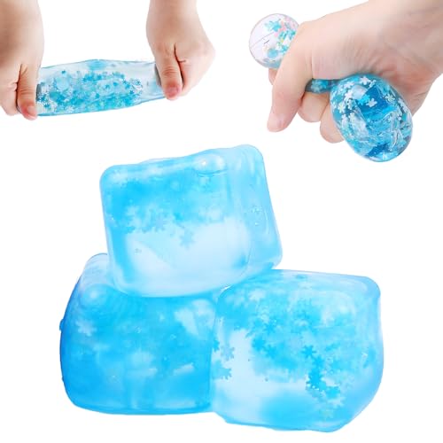 3Pcs Stress Balls, Fidget Toy for Kids and Adults, Stress Relief Sensory Toys, Ice Cube Sensory Balls, Enhances Grip Strength von KOOMAL