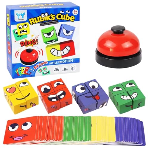 Face Changing Magic Cube Game for 1-4 Player, Expression Matching Puzzle Funny Puzzles Kit with Box for Kids von KOOMAL