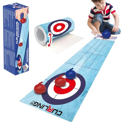 Indoor Table Top Games, Roll-Up Design Family Board Games, Bowling Tabletop Curling Game for Kids Adults Travel Home Party (A) von KOOMAL