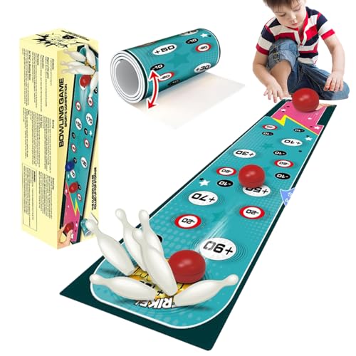 Indoor Table Top Games, Roll-Up Design Family Board Games, Bowling Tabletop Curling Game for Kids Adults Travel Home Party (B) von KOOMAL