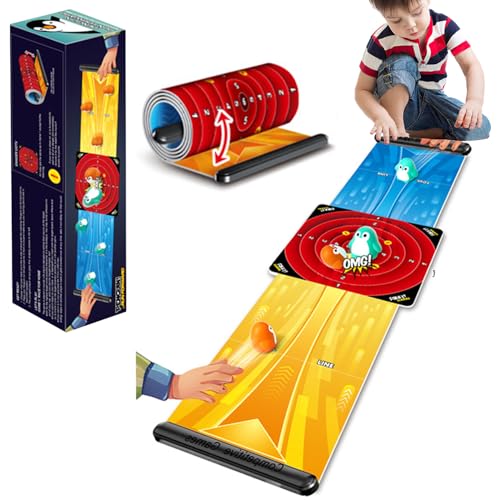 Indoor Table Top Games, Roll-Up Design Family Board Games, Bowling Tabletop Curling Game for Kids Adults Travel Home Party (F) von KOOMAL