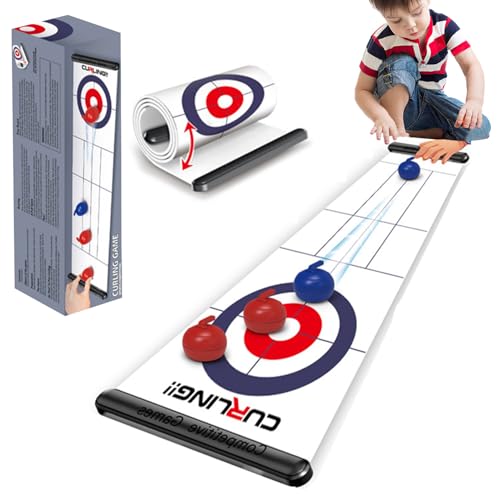 Indoor Table Top Games, Roll-Up Design Family Board Games, Bowling Tabletop Curling Game for Kids Adults Travel Home Party (G) von KOOMAL