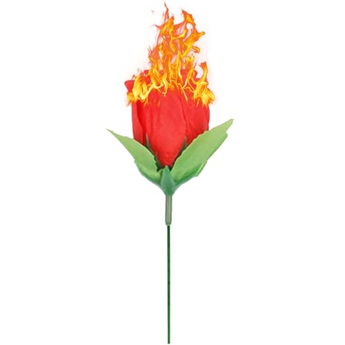 KOOMAL 5PCS Torch to Rose, Fire Magic Trick Flame Appearing Flower Illusions Gimmick Props for Girlfriend, Professional Magician Props Wedding Shows (red) von KOOMAL