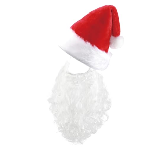 KOOMAL Christmas Santa Hats Beard Wig Set Family Party Costume Fancy Dress Dress Accessory for Adults (Hats, Beard) von KOOMAL