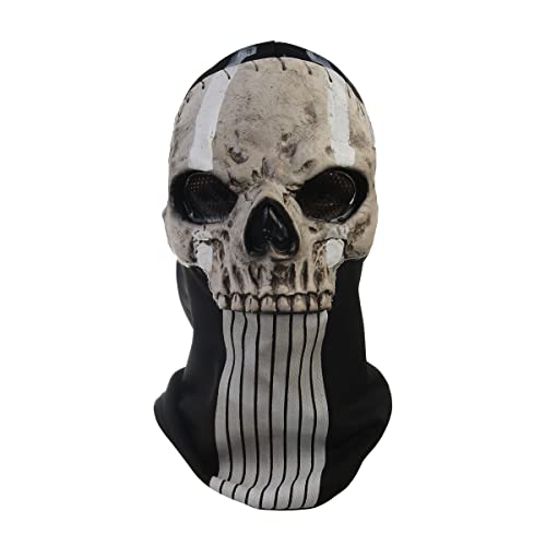KOOMAL Halloween Gruselige Maske Erwachsene, COD Ghost Gesichtsmaske, Gruselige Maske Cosplay Kostüm Maske, Party Horror Voller Kopf Schädel Maske Latex (C), Einheitsgröße von KOOMAL
