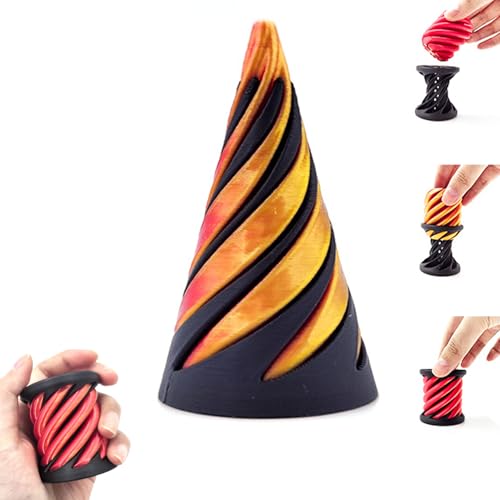 Pyramid Passthrough Sculpture, 3D Printed Spiral Cone Fidget Toy Desk Decoration, Anxiety Stress Relief Toy for Adults & Kids & Autism (A) von KOOMAL