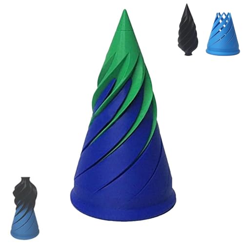 Pyramid Passthrough Sculpture, 3D Printed Spiral Cone Fidget Toy Desk Decoration, Anxiety Stress Relief Toy for Adults & Kids & Autism (D) von KOOMAL