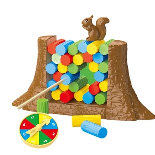 Squirrel Tower Stacking Game Push Tree Stump Roulette Game Blocks Stacking Balance Game Board Game for Party von KOOMAL