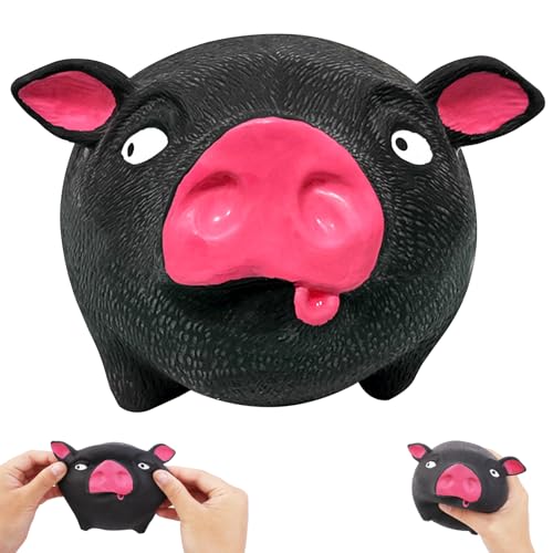 Antistress Spielzeug Schwein Stressspielzeug,Squishy Squeeze Toy Antistressball,Anti Stress Würfel Lustige Geschenke,Anti Stress Spielzeug Geschenke für Erwachsene und Kinder (Schwarz) von KOONLONG