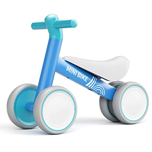 KORIMEFA Kinder Laufrad ab 1 Jahr, Balance Lauflernrad Fahrrad Spielzeug für 10-24 Monate Baby, Erstes Rutschrad Ultraleichtes Kinderfahrrad ohne Pedal mit 4 Rädern für Jungen Mädchen Geschenk (Blau) von KORIMEFA