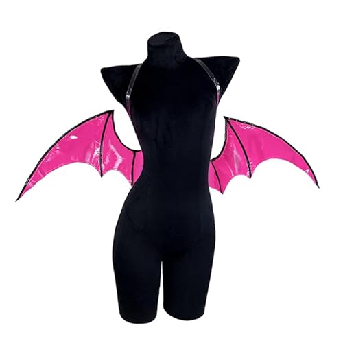 KORURACLUB Flügel Cosplay Halloween Fledermausflügel Succubus Flügel Kleidung Accessoires Fledermausflügel Teufelsflügel (Hot Pink) von KORURACLUB