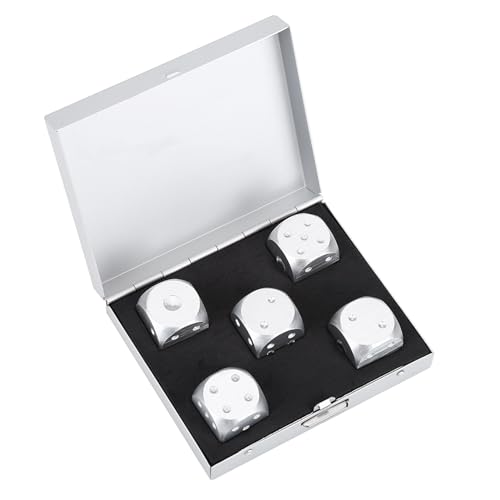 KOSDFOGE Aluminium Alloy Deluxe Poker Dice Set 5pcs with Storage Box for Family Table Games (Square) von KOSDFOGE