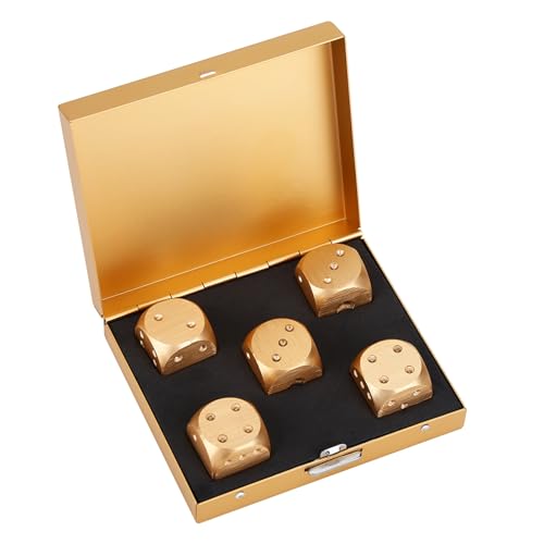 KOSDFOGE Aluminium Alloy Deluxe Poker Dice Set 5pcs with Storage Box for Family Table Games (Square) von KOSDFOGE