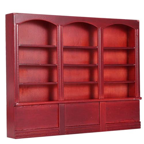 KOSDFOGE Doll House Accessories Mini Bookshelf Display Cabinet Bookcase Furniture Toy for Kids 9.1 * 7.0 * 1.1inch (Reddish Brown) von KOSDFOGE