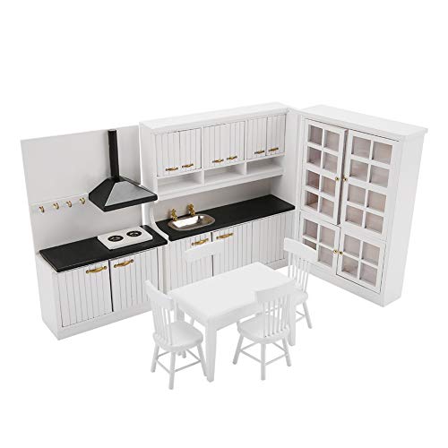 KOSDFOGE Dollhouse Miniature Kitchen Dining Room Furniture Decoration Kit Exquisite Design for Dollhouse Wood Colorful 1/12 Scale von KOSDFOGE