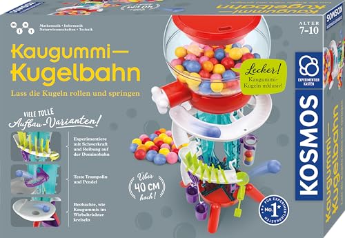 KOSMOS 620653 Kaugummi-Kugelbahn, Kaugummiautomat, Kaugummi Kugelbahn mit echtem Kaugummi, inklusive Kaugummi-Kugeln, Experimentierkasten für Kinder ab 7 Jahren, Amazon Exclusive von KOSMOS