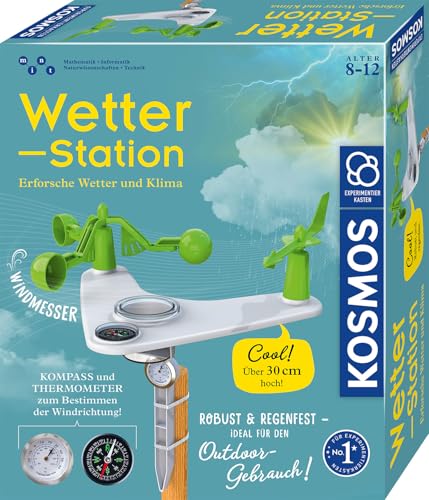 KOSMOS 636172 Wetterstation, Erforsche Wetter und Klima, mit Windmesser, Kompass und Thermometer, Experimentierkasten für Kinder ab 8 Jahre, von KOSMOS