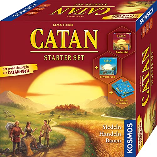 KOSMOS 682101 - CATAN Starter Set, Einsteiger-Set mit CATAN - Das Spiel, inklusive Erweiterung CATAN - Seefahrer und 2 Länder-Szenarien, Brettspiel für 3 bis 4 Personen ab 10 Jahre, Siedler von CATAN von KOSMOS