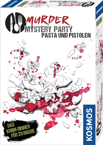 KOSMOS 695095 Murder Mystery Party - Pasta und Pistolen, Das Krimi-Dinner für zu Hause, Komplett-Set für genau 8 Personen ab 16 Jahren, Partyspiel von Kosmos