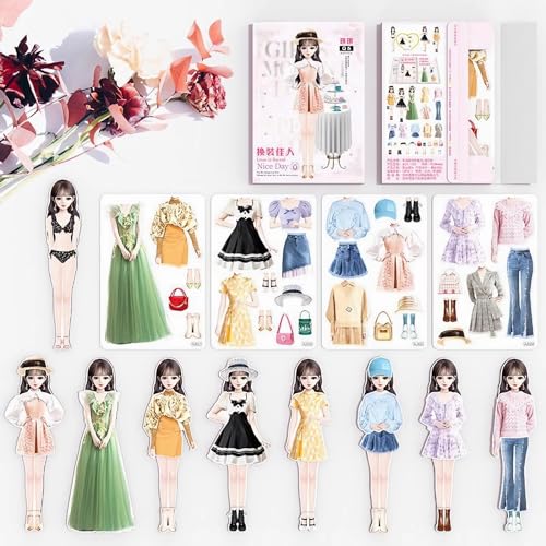 KOURM Magnetic Dress Up Baby Paper Dolls, Magnetic Princess Dress Up Paper Doll Pretend Play Toys Set, Magnet People Clothes Puzzles Game for 3+ Year Old Girls Toddler (A) von KOURM