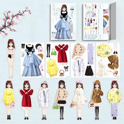 KOURM Magnetic Dress Up Baby Paper Dolls, Magnetic Princess Dress Up Paper Doll Pretend Play Toys Set, Magnet People Clothes Puzzles Game for 3+ Year Old Girls Toddler (F) von KOURM