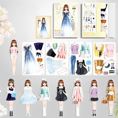 KOURM Magnetic Dress Up Baby Paper Dolls, Magnetic Princess Dress Up Paper Doll Pretend Play Toys Set, Magnet People Clothes Puzzles Game for 3+ Year Old Girls Toddler (H) von KOURM