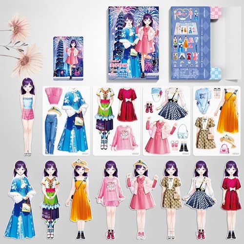 KOURM Magnetic Dress Up Baby Paper Dolls, Magnetic Princess Dress Up Paper Doll Pretend Play Toys Set, Magnet People Clothes Puzzles Game for 3+ Year Old Girls Toddler (I) von KOURM