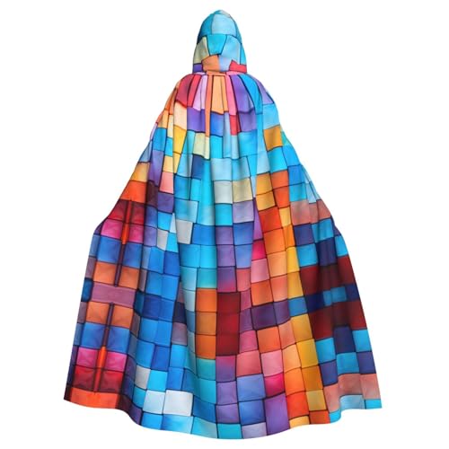 KOUUIP Abstraktes Mosaikmuster 2 Druck Erwachsene Kapuzenumhang mit Halloween Weihnachten Hexe Umhang Robe Kostüm Party Supplies Cope von KOUUIP