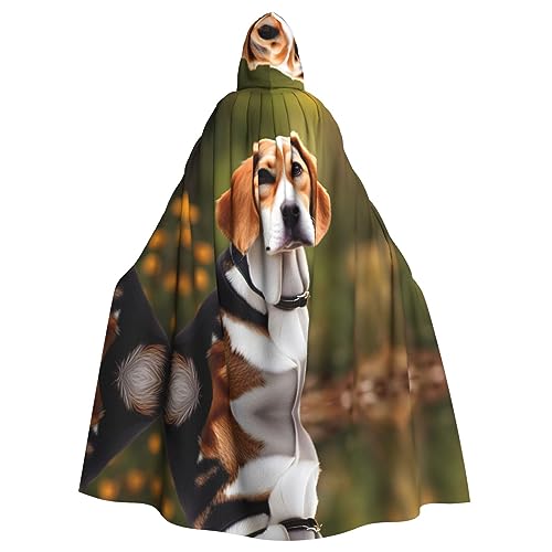 KOUUIP Hexenumhang mit Beagle-Hunde-Aufdruck, für Erwachsene, Halloween, Weihnachten, Party-Kostüm von KOUUIP