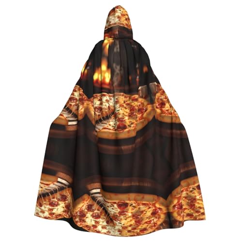 KOUUIP Pizza 3D-Druck Erwachsene Kapuzenumhang mit Halloween Weihnachten Hexe Umhang Robe Kostüm Party Supplies Cope von KOUUIP